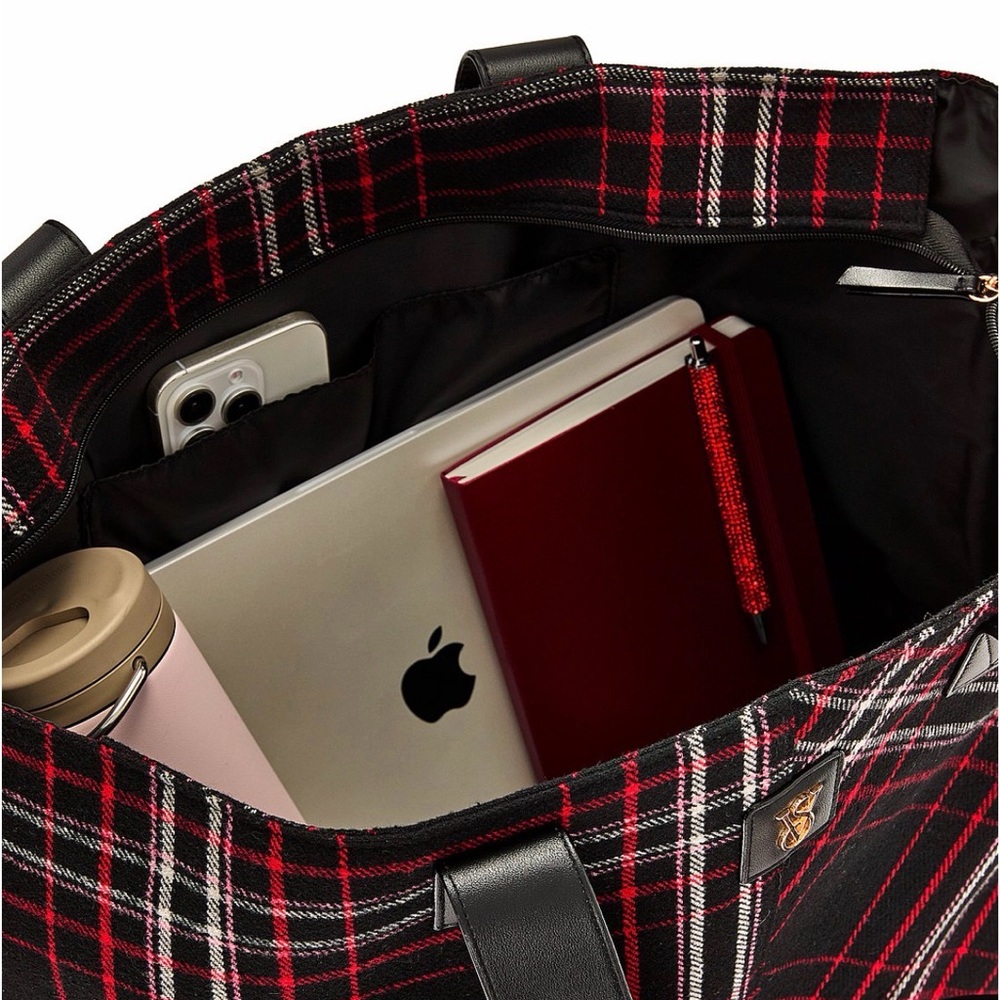 Victoria's Secret Red and Black Plaid Tote Bag